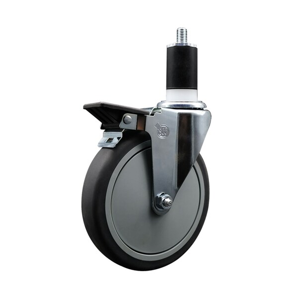 6'' Thermoplastic Rubber Swivel 1-1/2'' Expanding Stem Caster with Brake